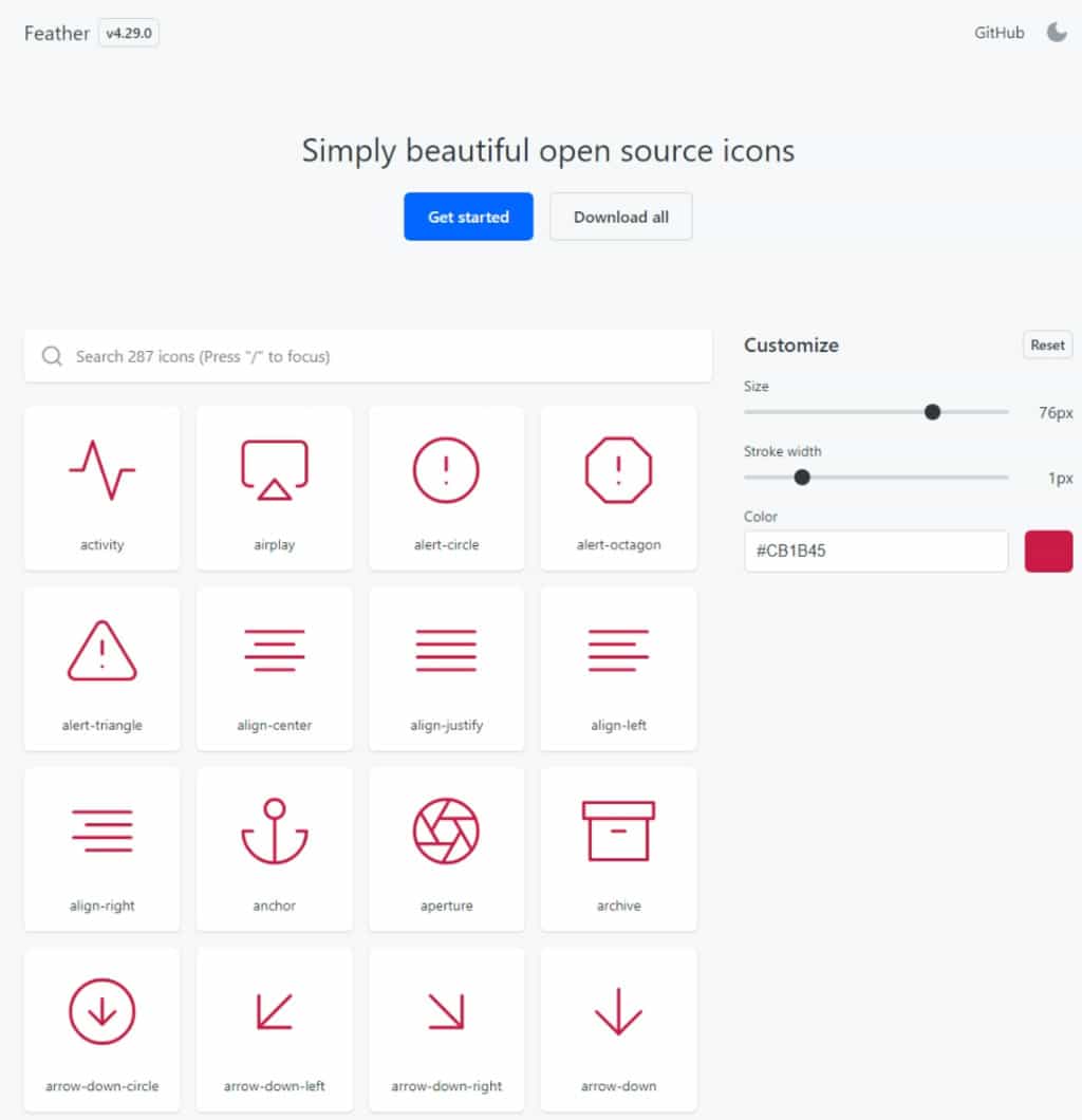 Feather Icons 免費下載風格一致性的 SVG 圖示,自訂尺寸、顏色及筆畫寬度,滿足多樣化設計需求 Feather Icons 免費下載風格一致性的 SVG 圖示,自訂尺寸、顏色及筆畫寬度,滿足多樣化設計需求