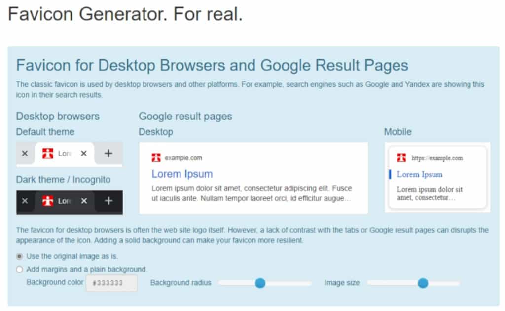 RealFaviconGenerator：平台與瀏覽器適用的網站Favicon檢查與製作工具