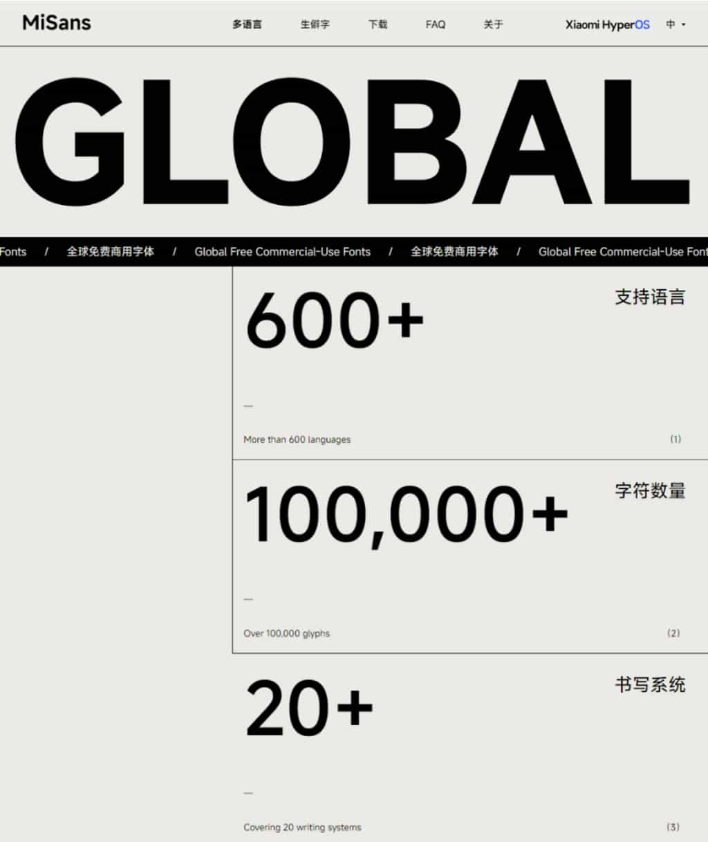 MiSans Global:小米全球語言字體專案,免費商用支援繁體中文 MiSans Global:小米全球語言字體專案,免費商用支援繁體中文