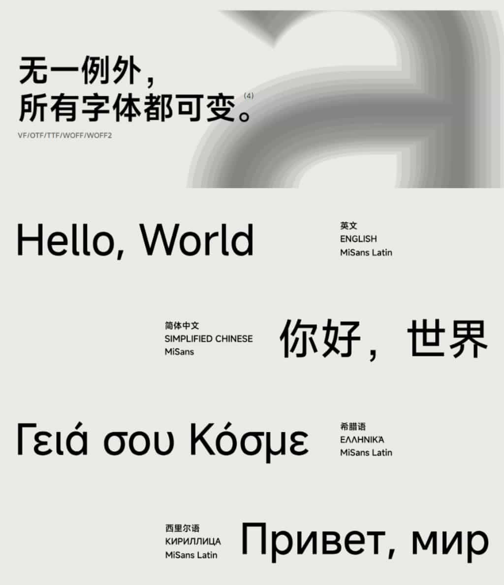 MiSans Global：小米全球語言字體專案，免費商用支援繁體中文