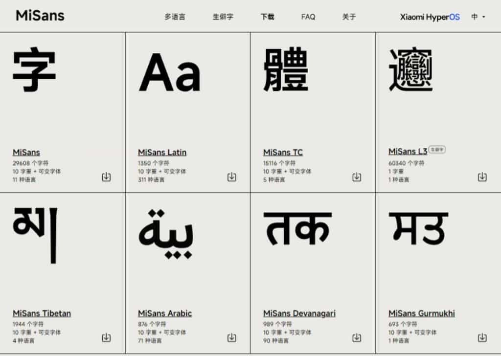MiSans Global:小米全球語言字體專案,免費商用支援繁體中文 MiSans Global:小米全球語言字體專案,免費商用支援繁體中文