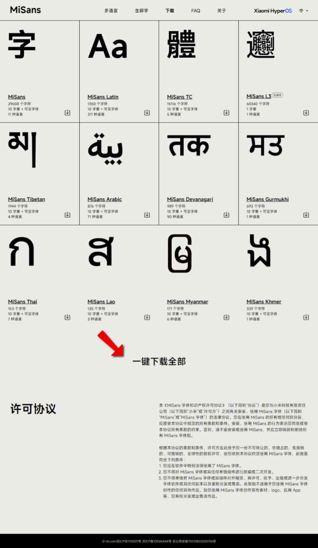 MiSans Global:小米全球語言字體專案,免費商用支援繁體中文 MiSans Global:小米全球語言字體專案,免費商用支援繁體中文
