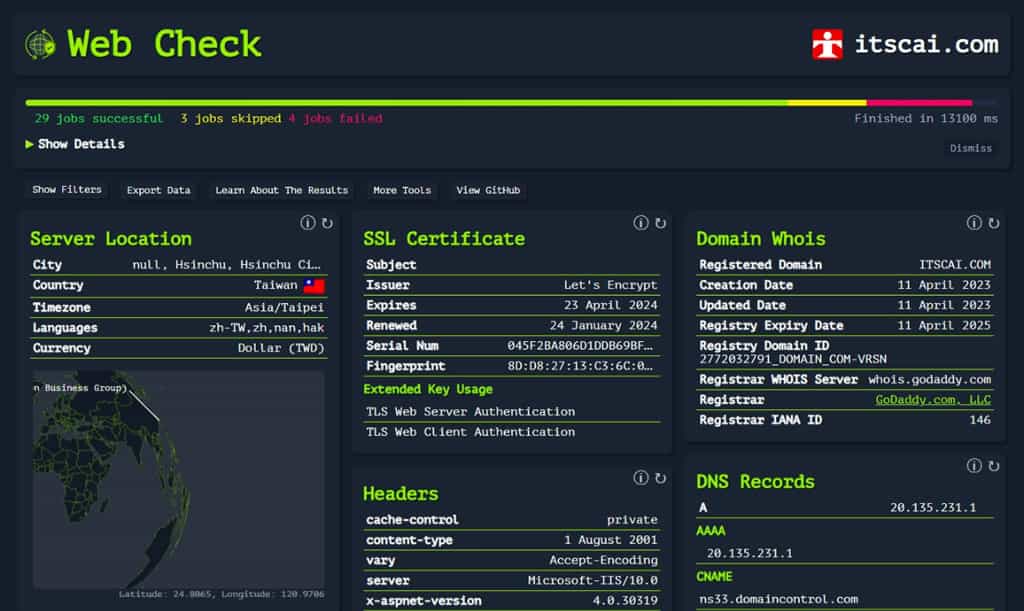 Web-Check：全方位網站分析工具與安全檢測服務
