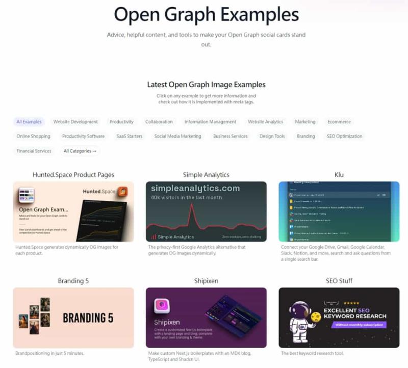 Open Graph Examples：完整指引和實用工具提升網頁在社群網站上的呈現