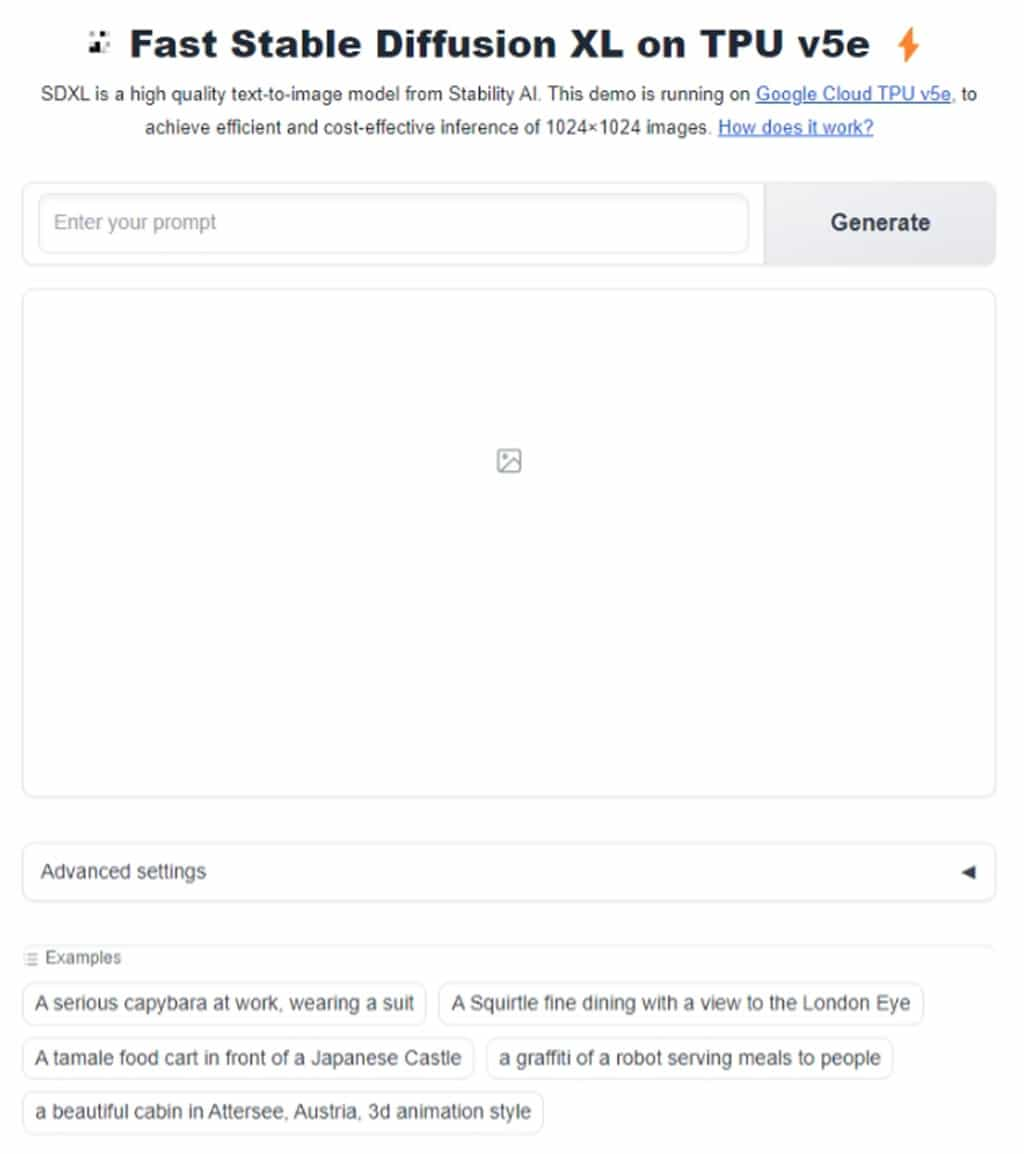 Stable Diffusion XL on TPU v5e 免費且快速的 AI 文生圖生成工具