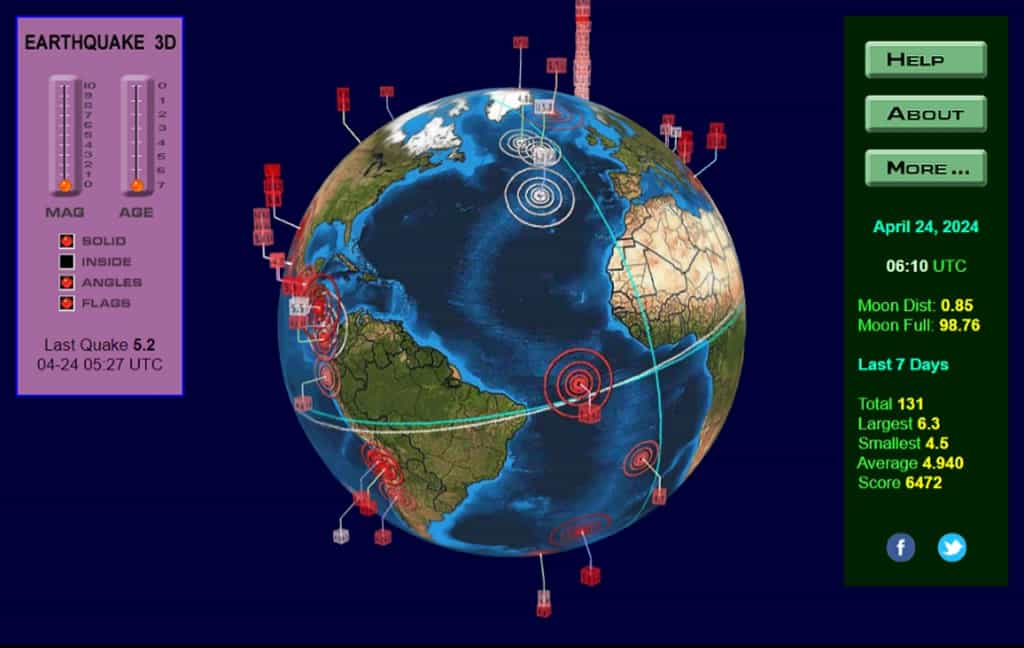 Earthquake 3D Live Feed：可視化全球地震資訊，快速查詢地點與強度