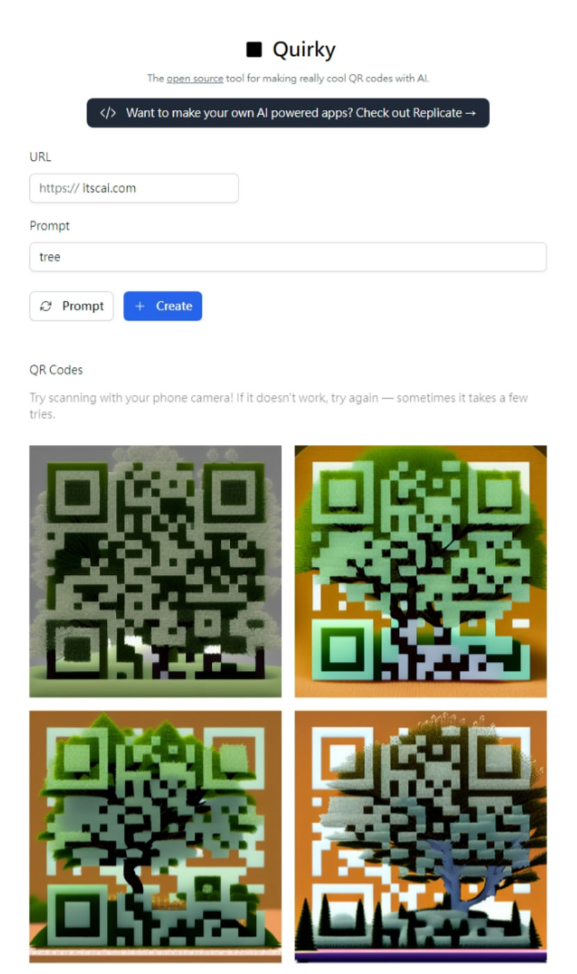 Quirky 用 AI 產生具有藝術風格的 QRCode