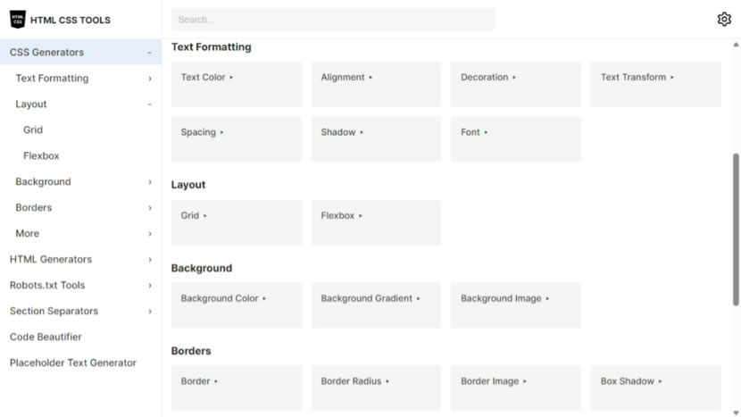 HTML CSS TOOLS 網頁常用的 HTML 及 CSS 語法產生器