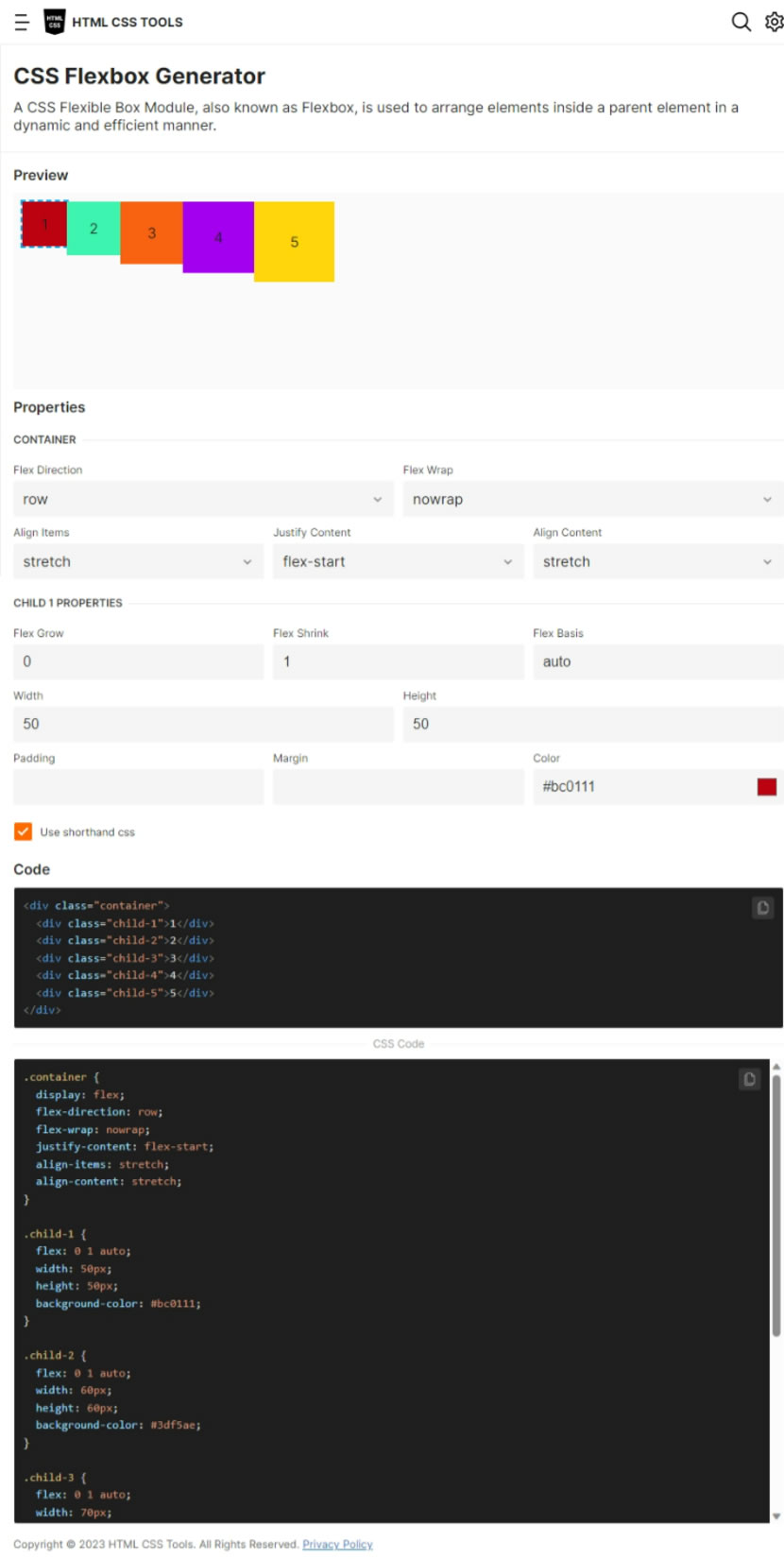 HTML CSS TOOLS 網頁常用的 HTML 及 CSS 語法產生器
