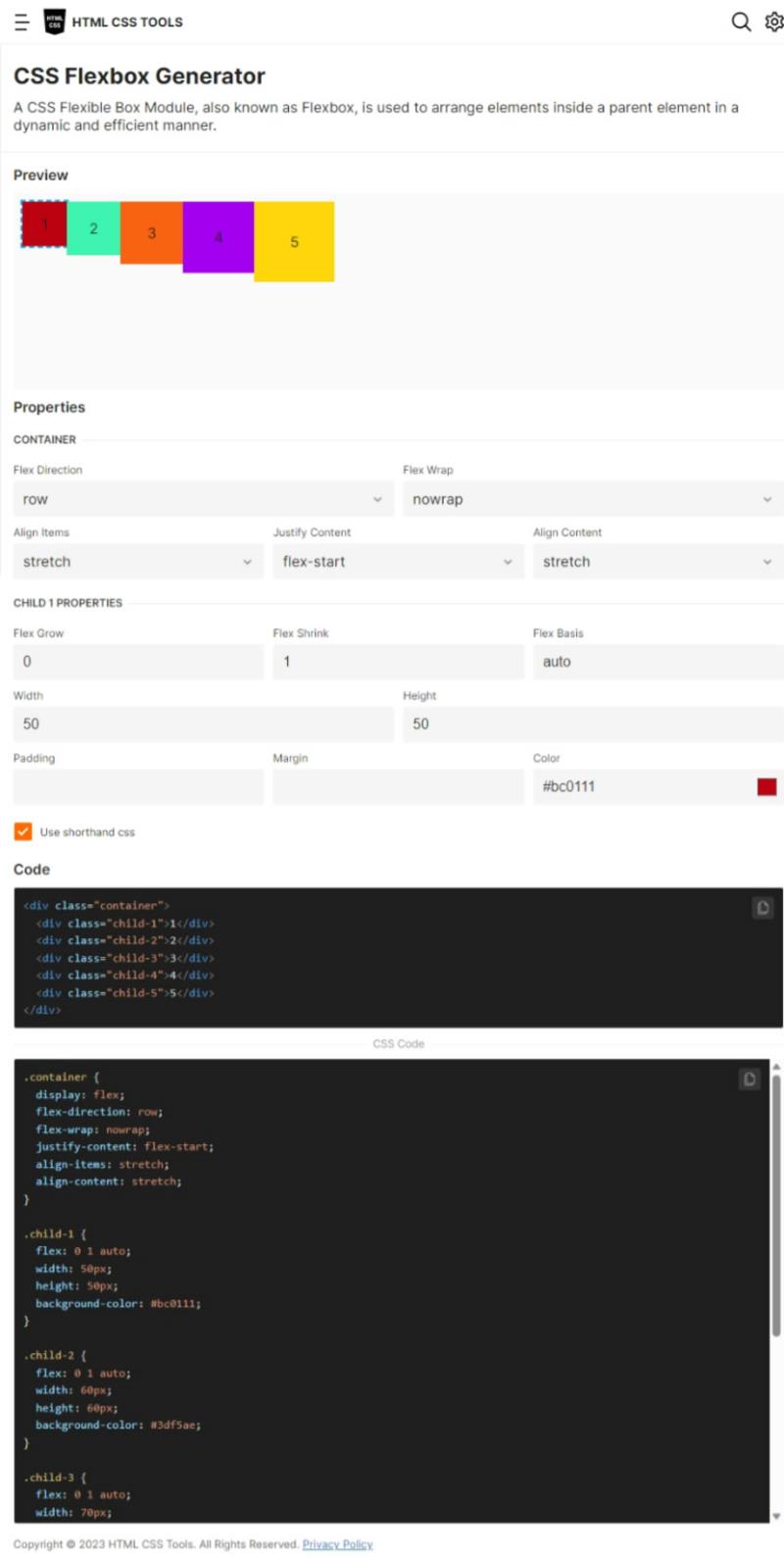 HTML CSS TOOLS 網頁常用的 HTML 及 CSS 語法產生器