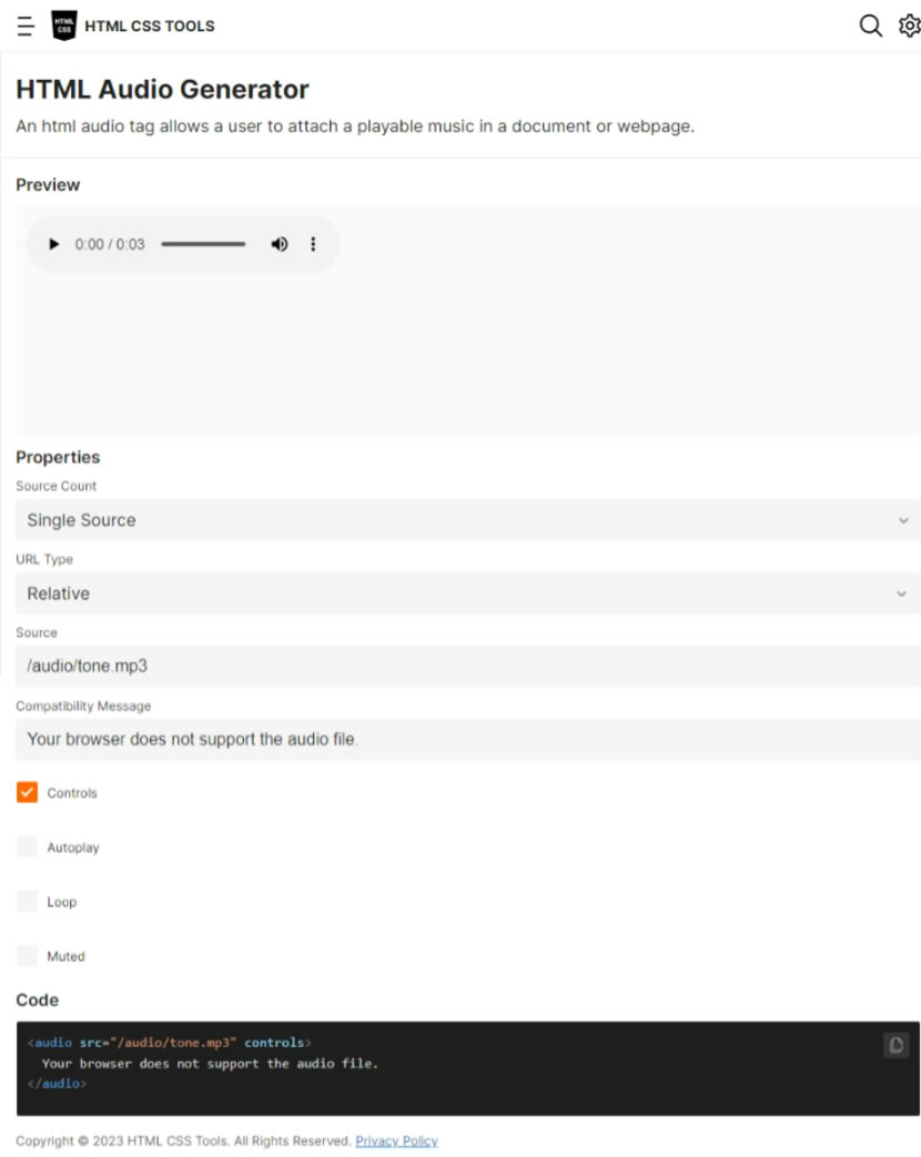HTML CSS TOOLS 網頁常用的 HTML 及 CSS 語法產生器