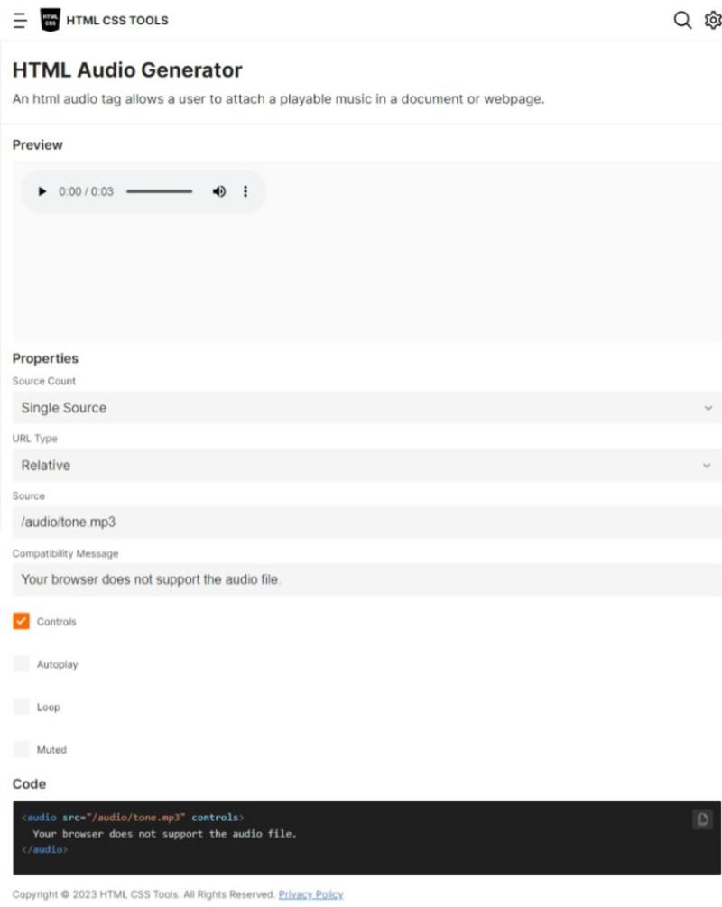HTML CSS TOOLS 網頁常用的 HTML 及 CSS 語法產生器