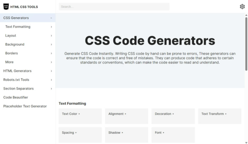 HTML CSS TOOLS 網頁常用的 HTML 及 CSS 語法產生器