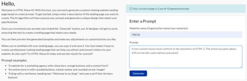 HTML Wave AI 讓 AI 產生符合文字描述且可自適應的網頁結構