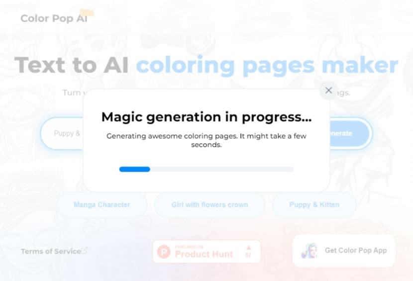Color Pop AI 用文字描述讓 AI 產生著色圖紙 Color Pop AI 用文字描述讓 AI 產生著色圖紙