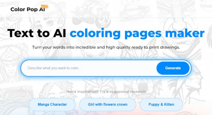Color Pop AI 用文字描述讓 AI 產生著色圖紙 Color Pop AI 用文字描述讓 AI 產生著色圖紙