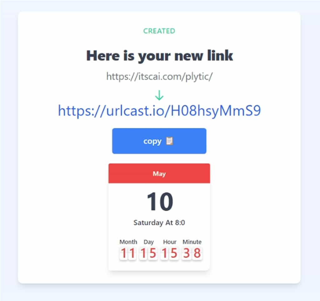 URLcast.io：具有倒數功能的縮網址服務，可隱藏目標網址並設定公開瀏覽時間