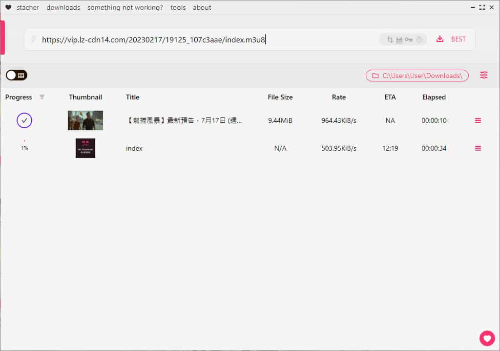 Stacher 萬用影音平台下載免費軟體，全方位支援 YouTube、小鴨、楓林網、JABLE、依莉等上千網站