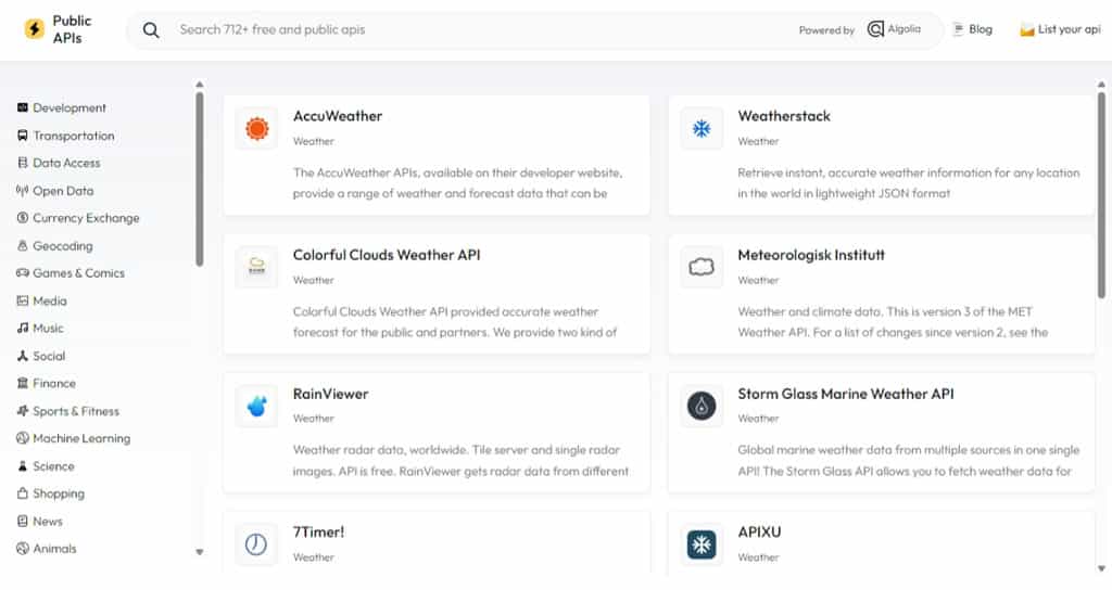 Public APIs：免費和公共 API 資源的終極集合平台