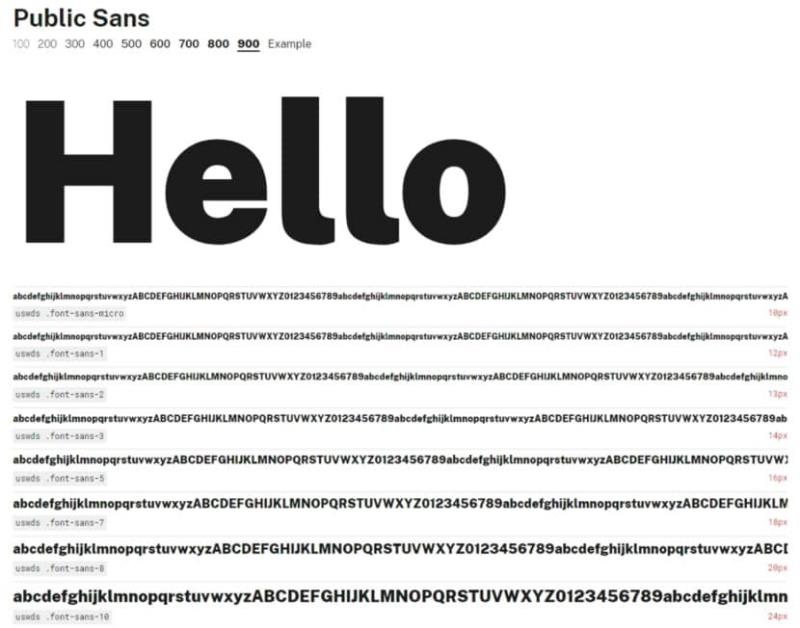 Public Sans 美國政府設計的開放原始碼英文字型，可自由下載和使用