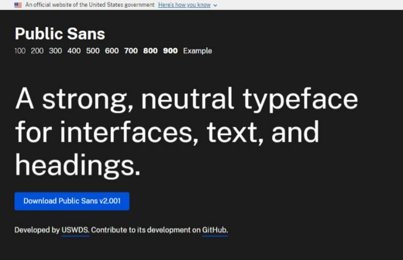 Public Sans 美國政府設計的開放原始碼英文字型，可自由下載和使用