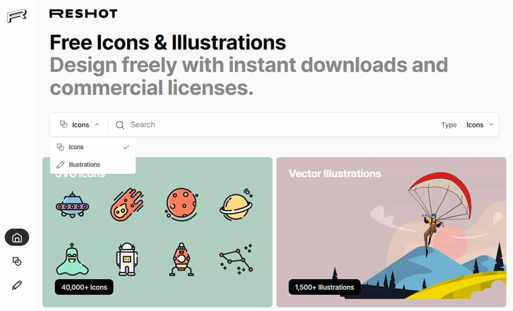 Reshot：免費提供 SVG 圖示和向量插圖的資源網站，個人和商用皆可