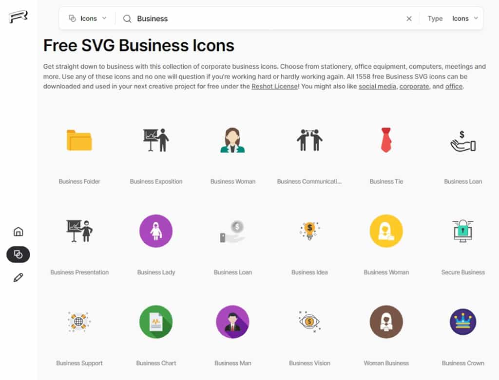 Reshot：免費提供 SVG 圖示和向量插圖的資源網站，個人和商用皆可