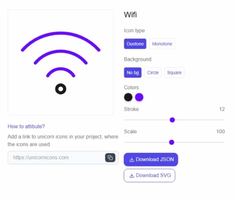 Unicorn Icons：免費線上動態圖示資源庫，可自訂顏色、線條寬度、背景和比例