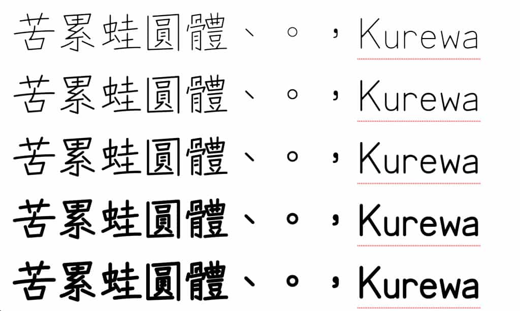 苦累蛙圓體 Kurewa Gothic：原子筆手寫風格中文字體，五種字重免費可商用