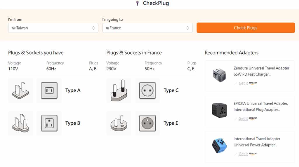 CheckPlug：線上查詢各國電壓、頻率及圖解插頭插座規格