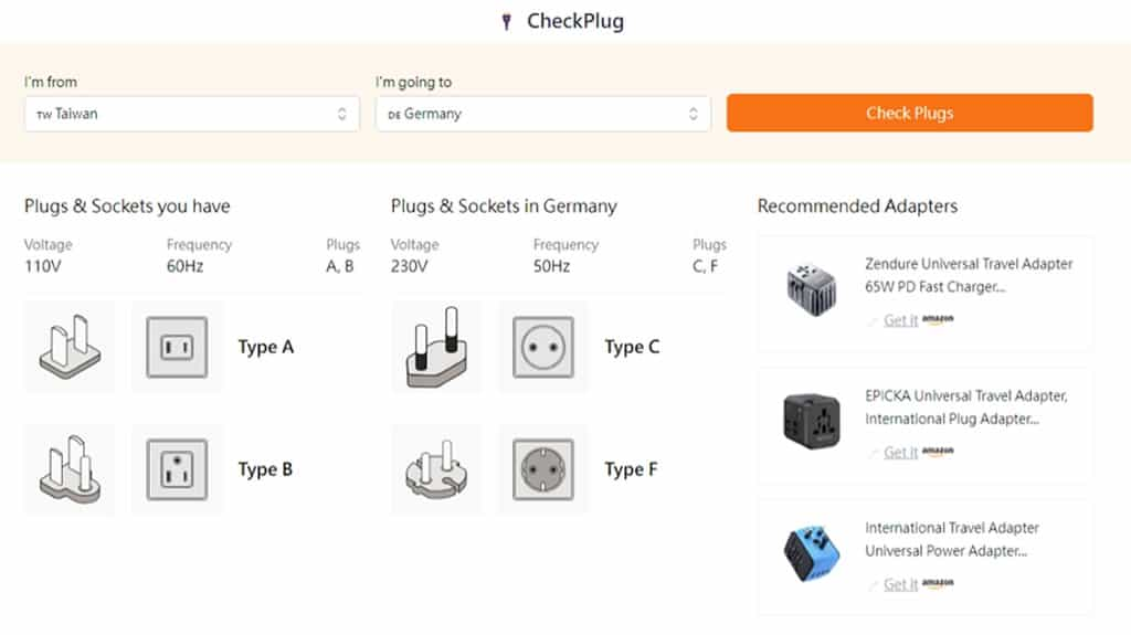 CheckPlug：線上查詢各國電壓、頻率及圖解插頭插座規格