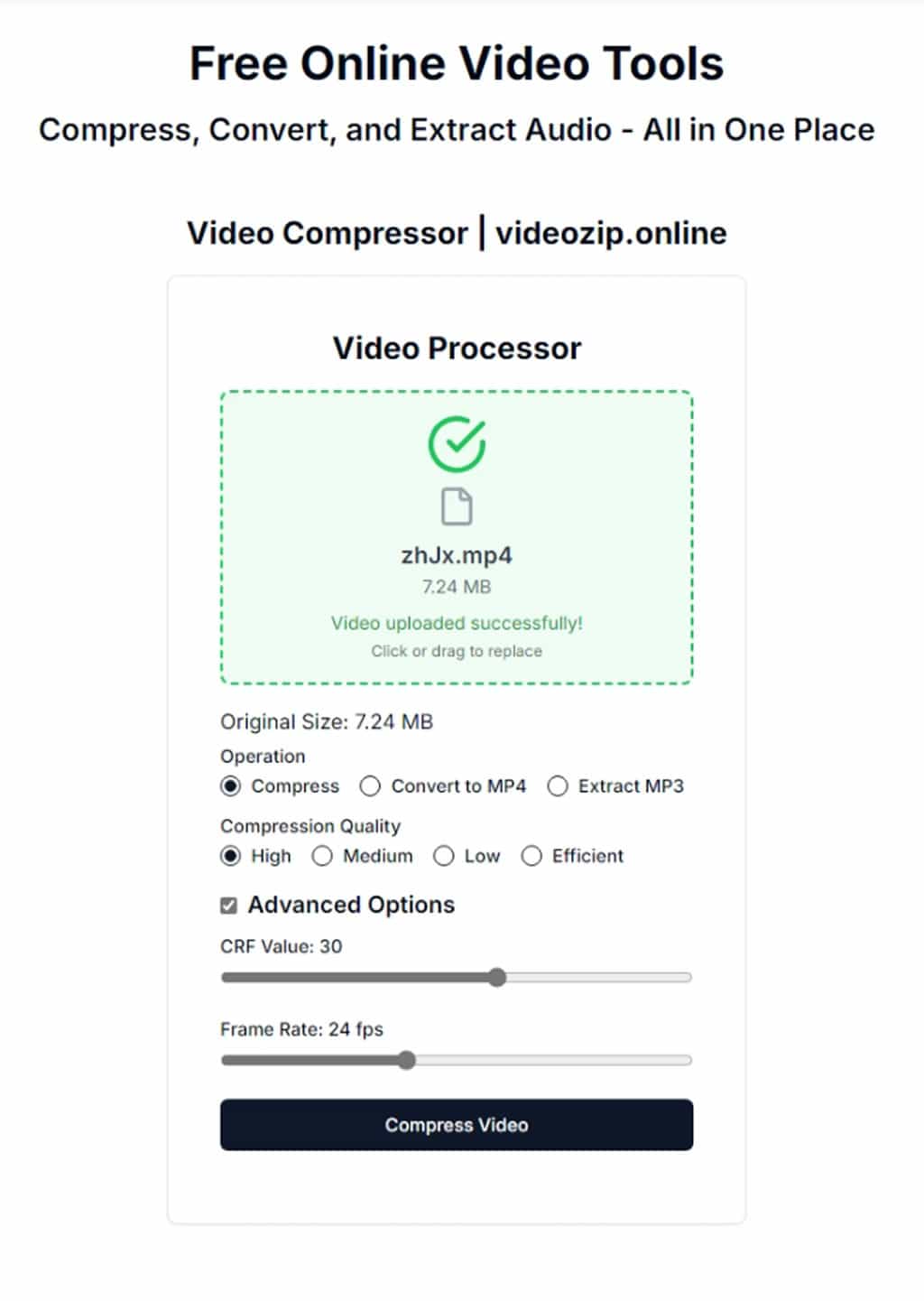 VideoZip.online 一站處理影片壓縮、轉檔及音訊提取,檔案免上傳無使用次數限制 VideoZip.online 一站處理影片壓縮、轉檔及音訊提取,檔案免上傳無使用次數限制