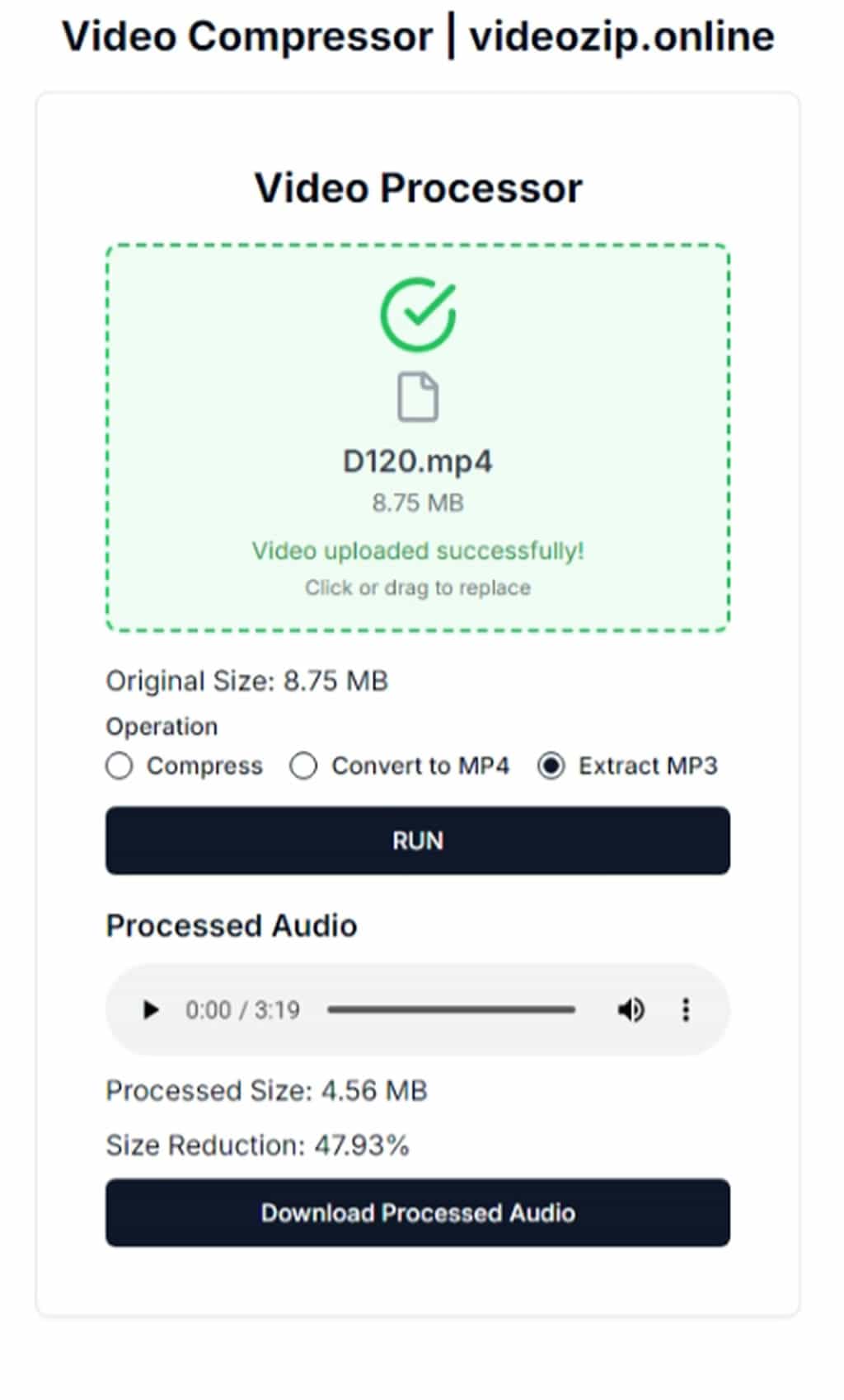 VideoZip.online 一站處理影片壓縮、轉檔及音訊提取,檔案免上傳無使用次數限制 VideoZip.online 一站處理影片壓縮、轉檔及音訊提取,檔案免上傳無使用次數限制