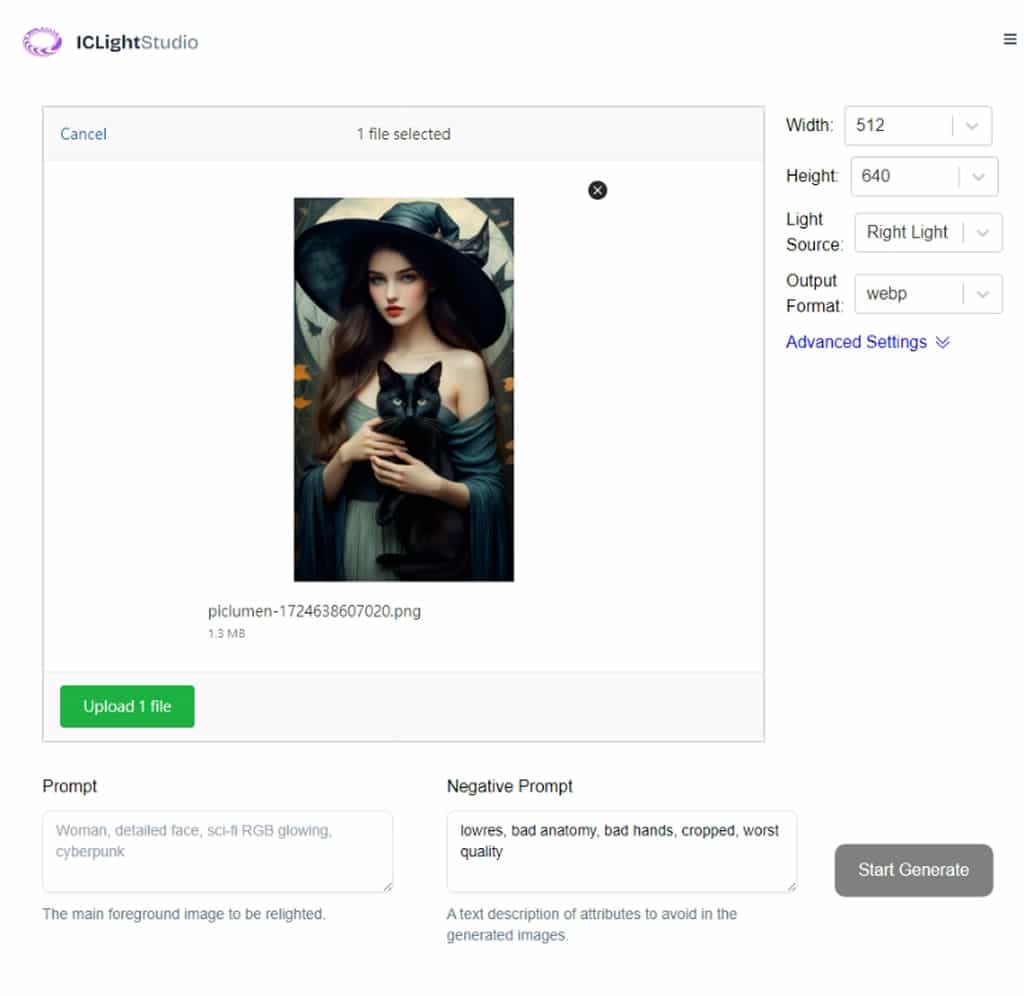 ICLight Studio:免費用 AI 替照片重新打光,無使用次數限制 ICLight Studio:免費用 AI 替照片重新打光,無使用次數限制