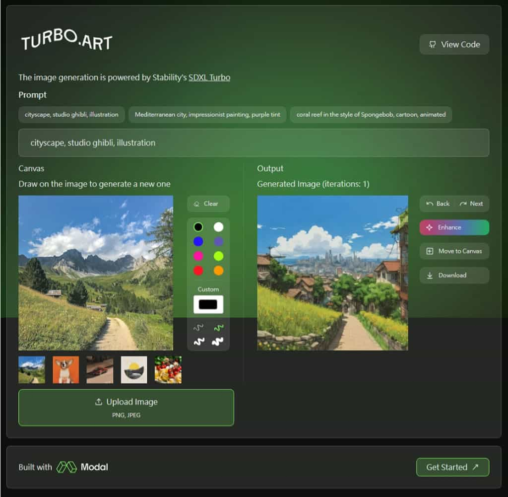 Turbo Art：免費利用文字指令或手繪改變現有圖像，生成不同風格的相似圖片