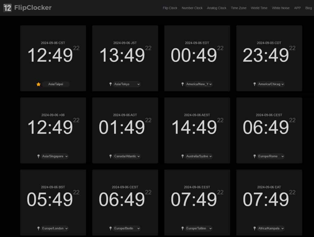 FlipClocker:免費線上翻頁數字時鐘工具,另有指針式、時區與世界時鐘功能 FlipClocker:免費線上翻頁數字時鐘工具,另有指針式、時區與世界時鐘功能