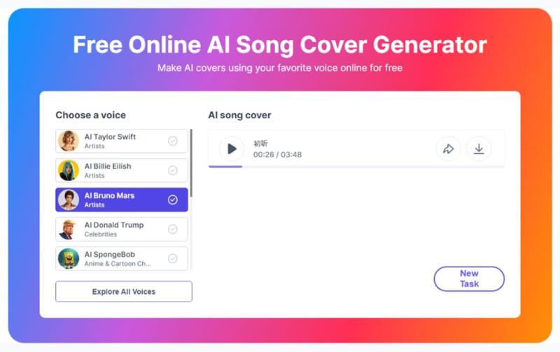 PopPop AI Song Cover Generator：免費 AI 翻唱神器，支援多語音角色與中文歌曲