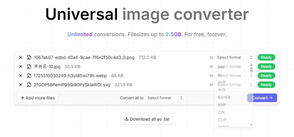 免費線上批量圖片格式轉換工具:Omnifile Universal image converter,支援 90 多種圖檔格式 免費線上批量圖片格式轉換工具:Omnifile Universal image converter,支援 90 多種圖檔格式
