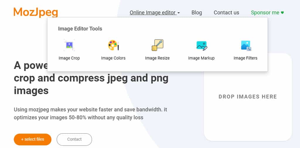 MozJPEG：線上免費圖片編輯器，具有壓縮、裁切、調整尺寸和濾鏡等功能