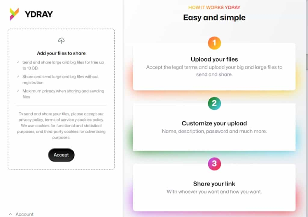 YDRAY：免費瀏覽器檔案傳輸工具，一次最多傳 10GB 支援密碼與期限設置
