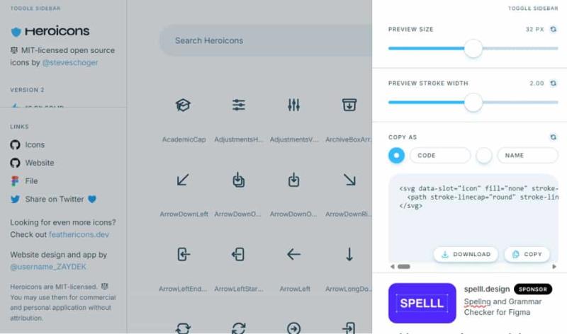 Heroicons：由 Tailwind CSS 出品的免費 SVG 圖示庫，支援 Vue、React 前端框架
