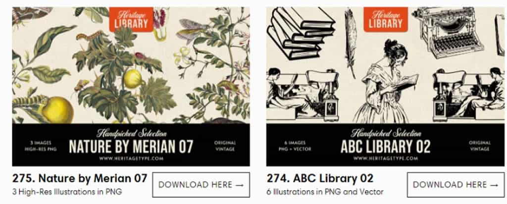 Heritage Library:復古手繪插畫設計資源寶庫,商業與個人項目皆可放心使用 Heritage Library:復古手繪插畫設計資源寶庫,商業與個人項目皆可放心使用