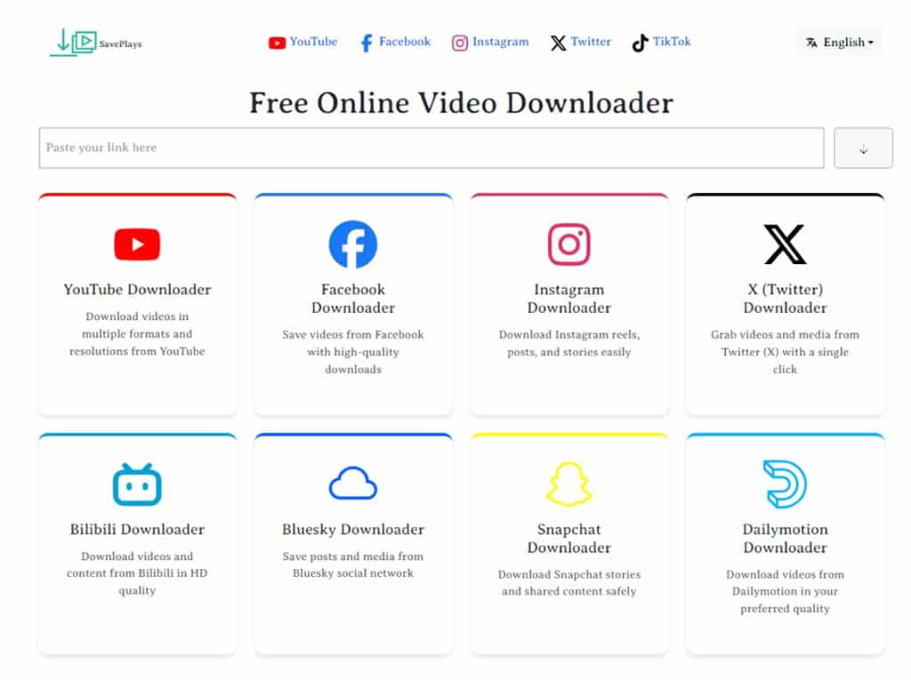 SavePlays 一站下載 YouTube、Bilibili、Facebook、X 等多影音平台內的影片 SavePlays 一站下載 YouTube、Bilibili、Facebook、X 等多影音平台內的影片