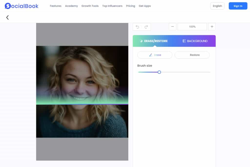 SocialBook Background Remover 全自動 AI 圖片背景移除與填充工具，支援手動微調