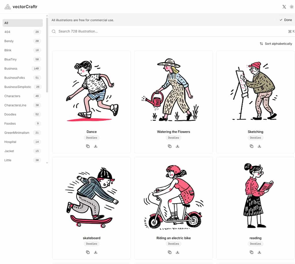 VectorCraftr：免費 SVG 插圖下載，適用於個人與商業專案