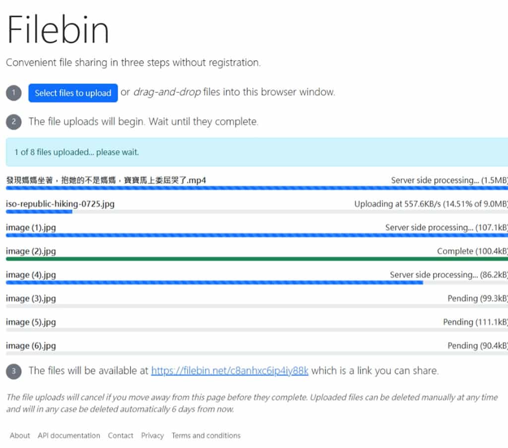 Filebin:免費又簡單的檔案分享工具,不限檔案數及總容量 Filebin:免費又簡單的檔案分享工具,不限檔案數及總容量