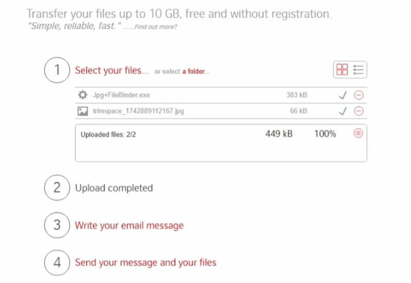 GrosFichiers 瑞士製免費大型檔案傳輸服務，一次可傳 10GB