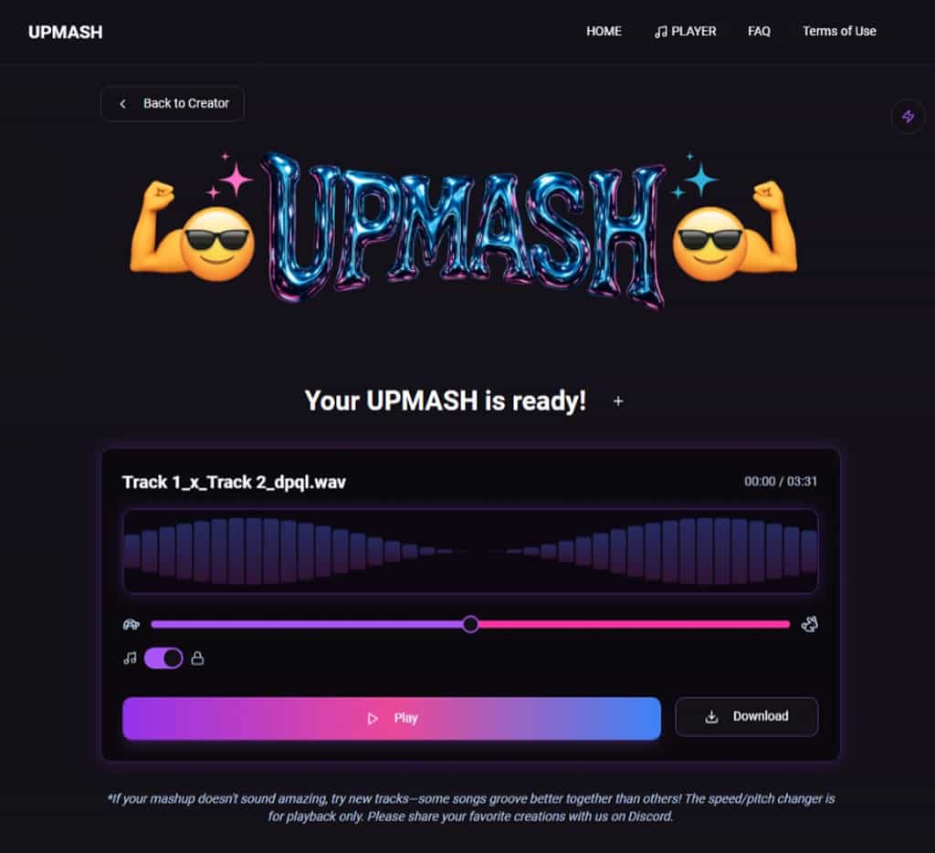 UPMASH 免費線上音樂混音工具:一鍵自動合成你的專屬 Mashup UPMASH 免費線上音樂混音工具:一鍵自動合成你的專屬 Mashup