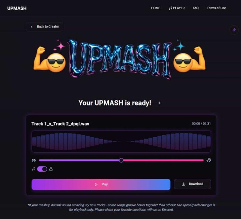 UPMASH 免費線上音樂混音工具：一鍵自動合成你的專屬 Mashup