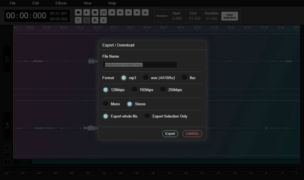 AudioMass：免費線上音訊編輯工具， 輕鬆剪輯、特效、MP3 匯出